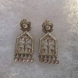 Elegant Gold and Pink Dangle Earrings